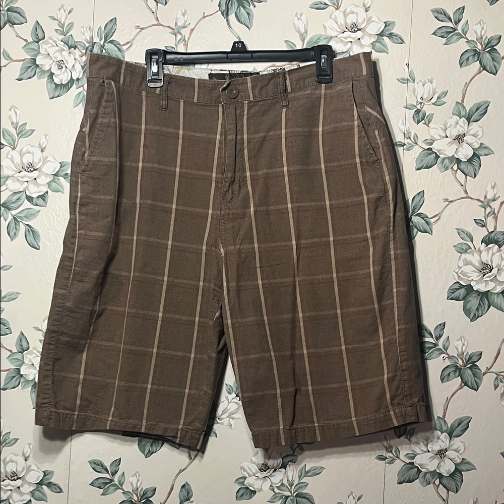 💁‍♂️MENS Brown Plaid Flat Front Shorts - Classic Casual
